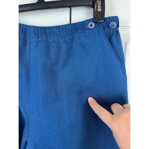 Vintage 70s The Fox Collection Women's Wide Leg Shorts Culottes Blue Missy 16 - Picture 3 of 9